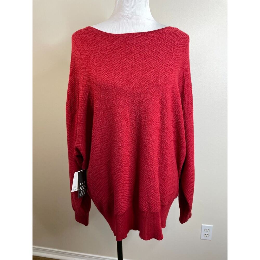89th + Madison 2 in 1 Sweater Size 3X Fireclay Red Pullover Gold Trim NWT - Picture 11 of 12